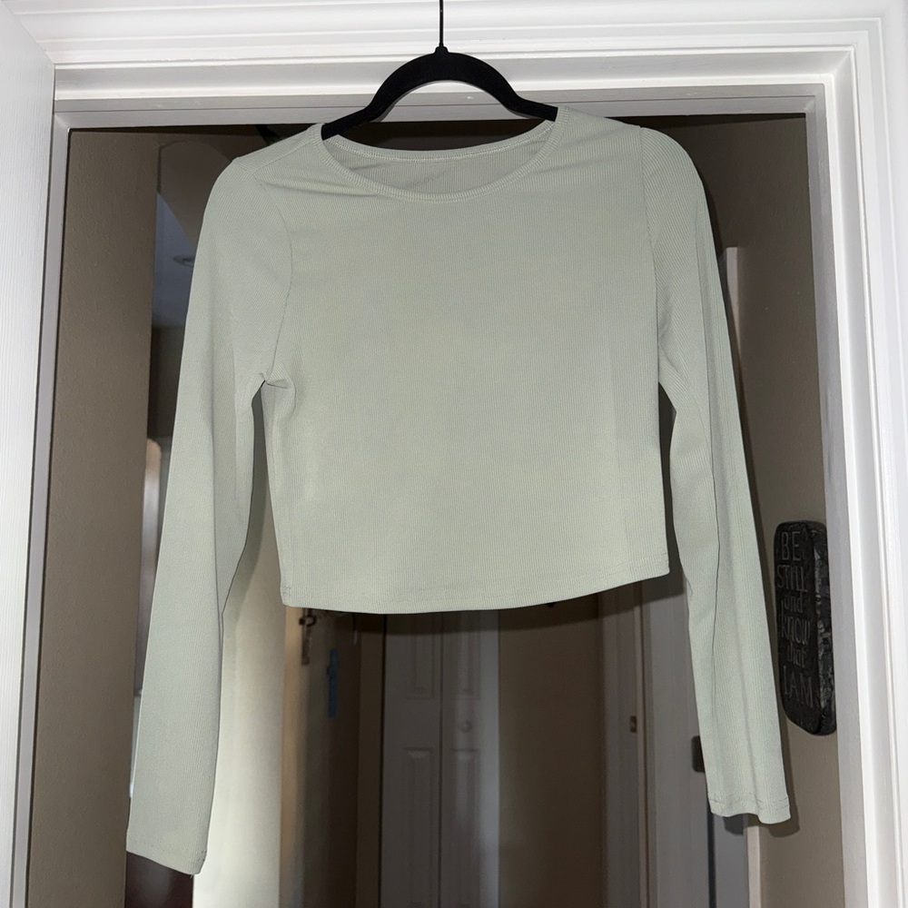 Mint Green Long Sleeve Crop Top